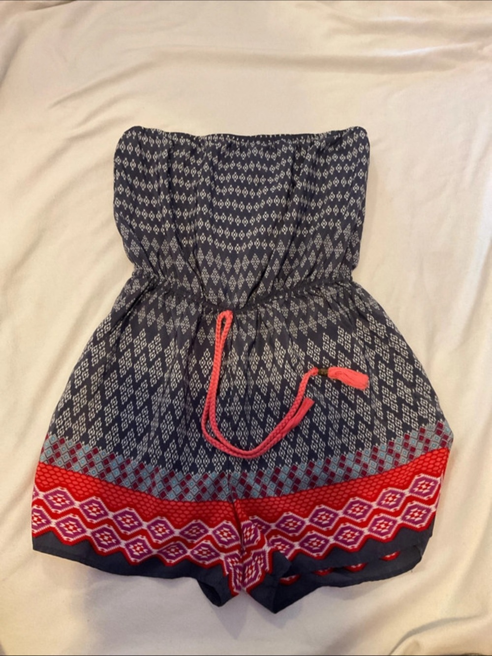 BeBop Colorful Printed One-Piece Romper with Drawstring